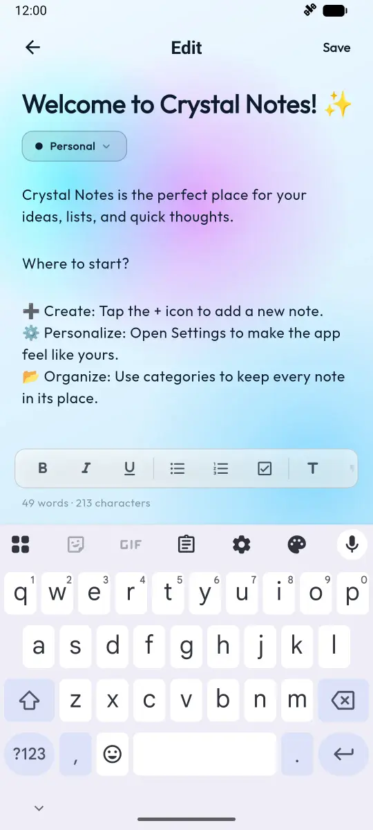 Crystal Notes screenshot 3